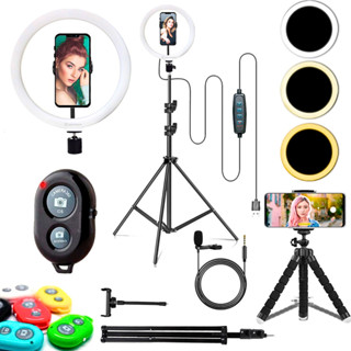 Kit Youtuber Com Tripe 2.10m Iluminador Ring Light Celular Ring Light Microfone Lapela em Oferta na Shopee