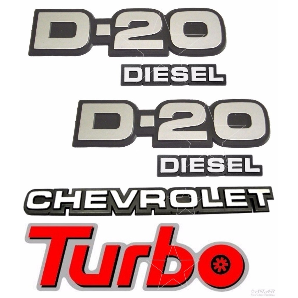 Emblemas D20 Diesel + Chevrolet + Turbo - 1985 À 1992