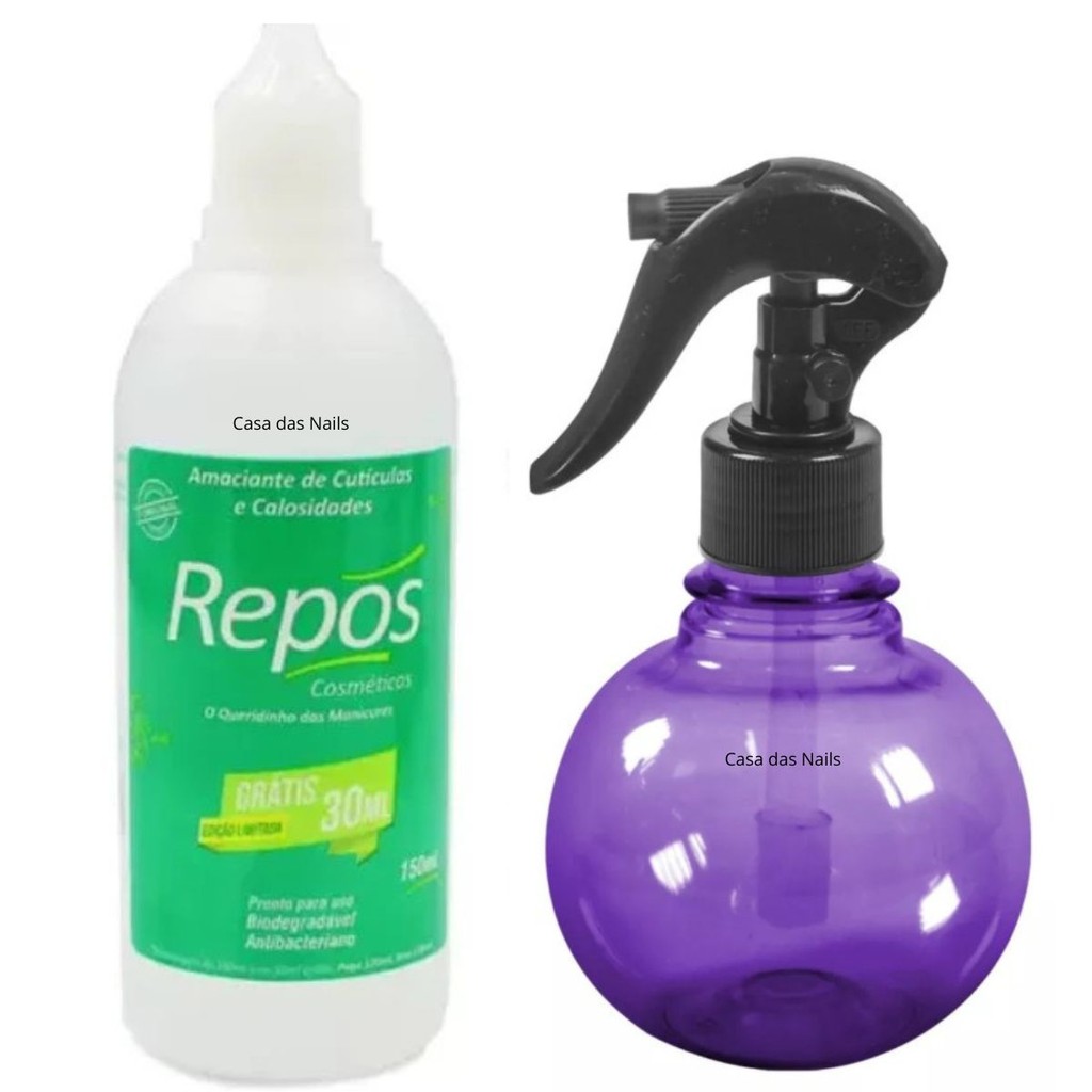 Amaciante de cutículas e calosidade líquido Repós - 120ml + Pulverizador mini bolinha 180ml - Santa Clara em Oferta na Shopee