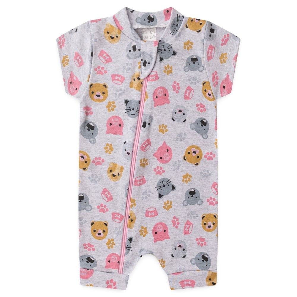 Macaquinho Patinhas Mescla - Suedine 100% Algodão - Bebê Menina