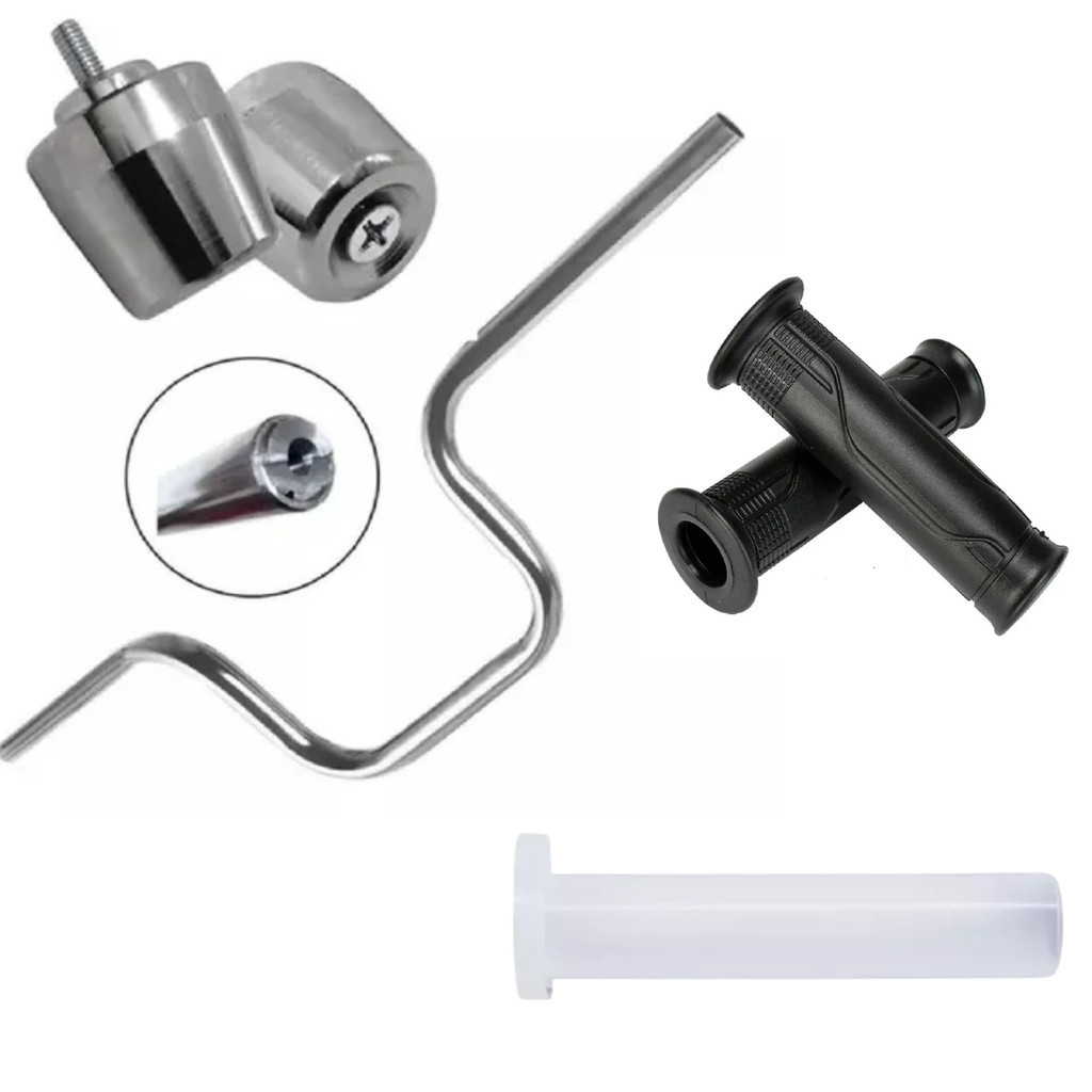 Guidão Ybr Com Pesinho Pcx e Par de Manoplas Roldana 125 2001 a 2015 Motociclista