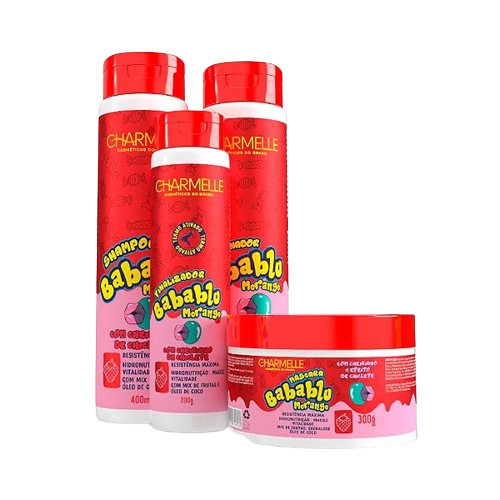 Kit capilar Babablu morango 4 itens Charmelle em Oferta na Shopee