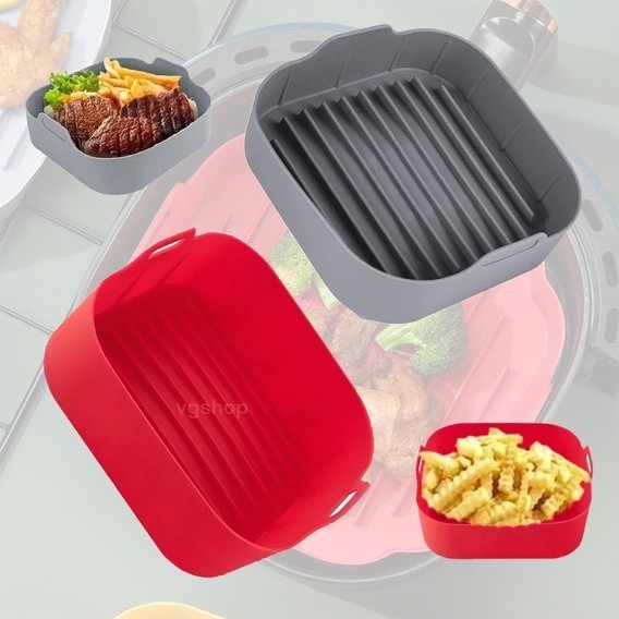 KITs De Forma Quadrado Assadeira Para Fritadeira Air Fryer Em Silicone Flexível Lavável