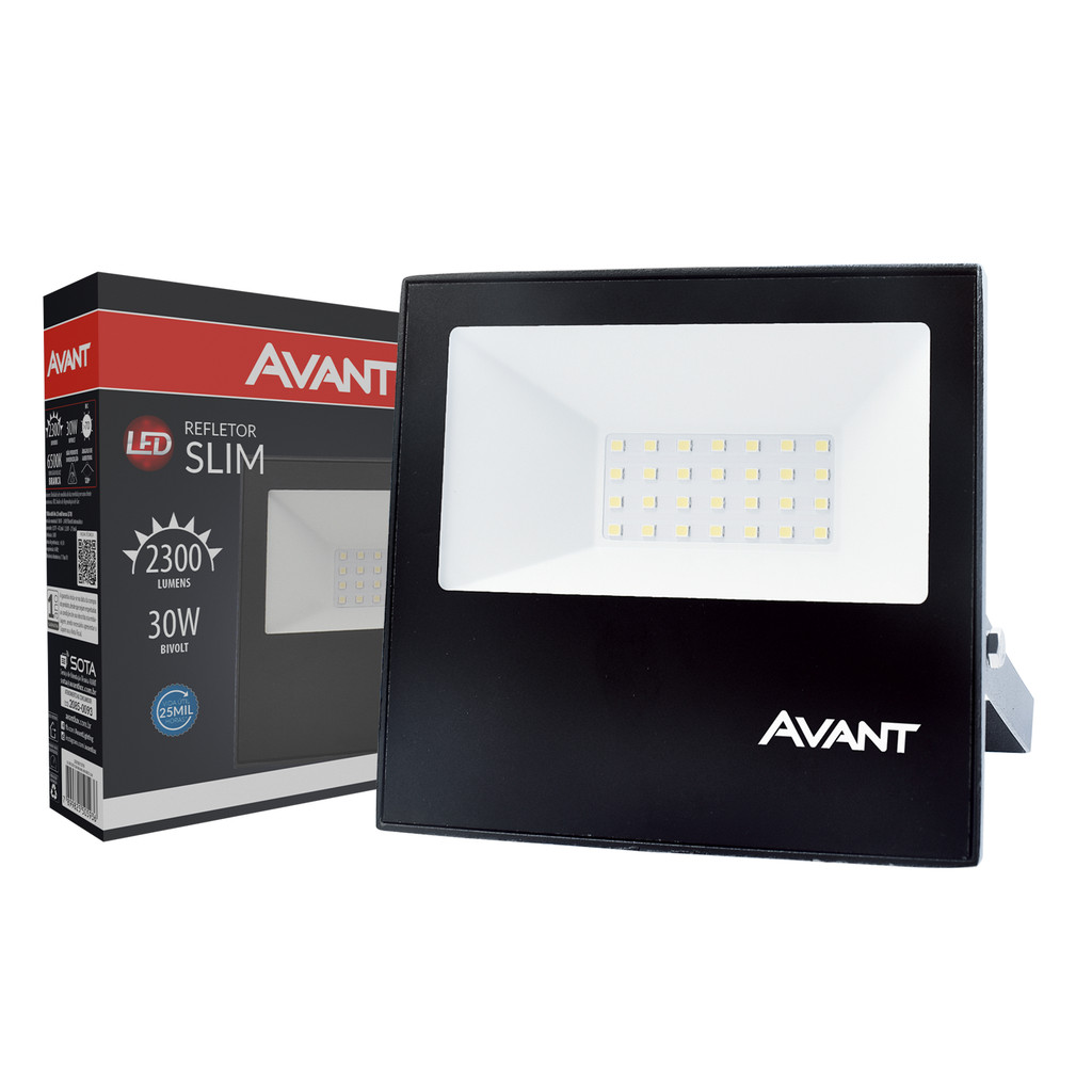 Refletor Led Slim 30w 2250lm 6500k Bivolt Ip65 Avant