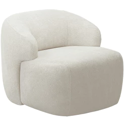 Poltrona Decorativa Fixa Orgânica Para Sala Living Barolo L06 Bouclê Off White - Lyam Decor