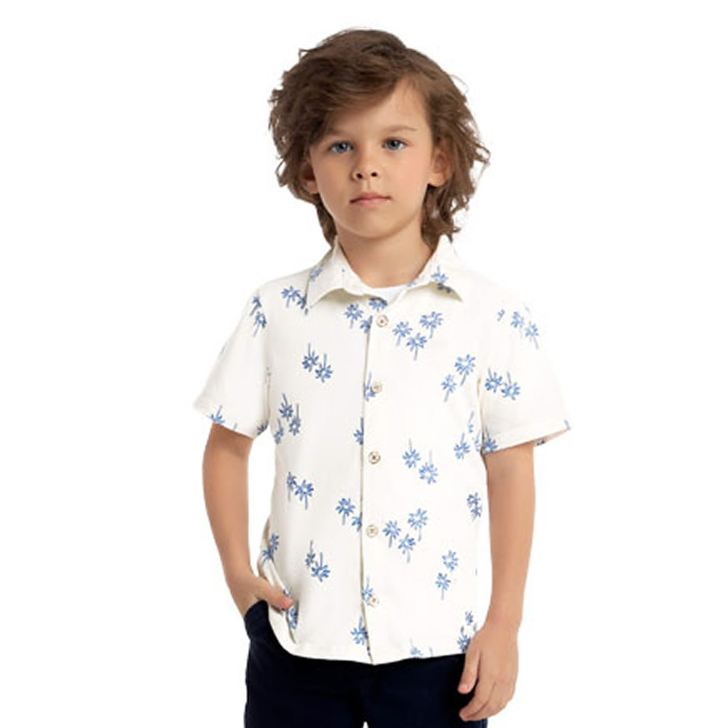 Camisa Infantil Manga Curta Off-White Palmeiras Azuis Milon