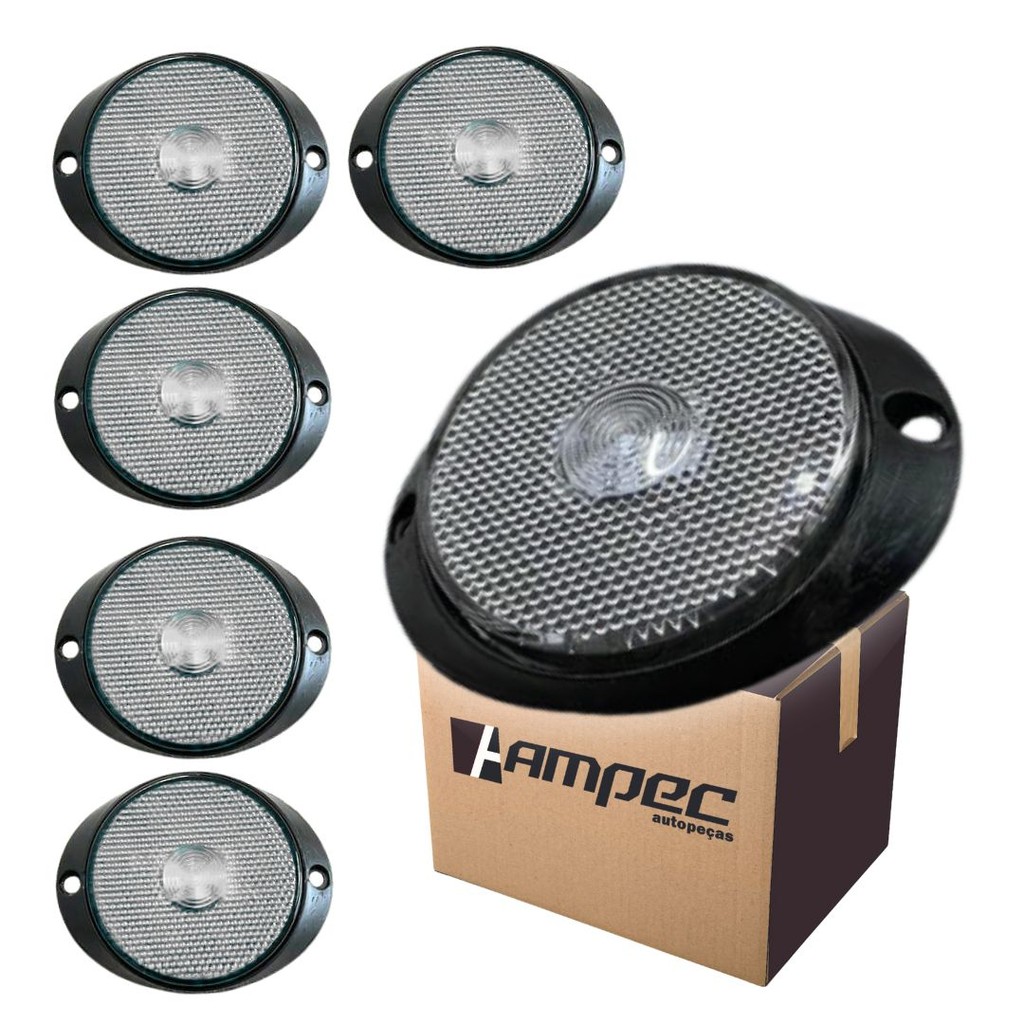 Kit 6 Lanterna Lateral LED Para Carreta Caminhão Trailer Reboque Com Suporte Frontal Cristal P 65mm