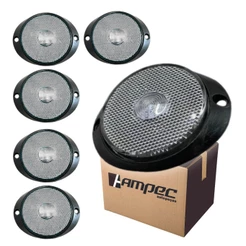 Kit 6 Lanterna Lateral LED Para Carreta Caminhão Trailer Reboque Com Suporte Frontal Cristal P 65mm