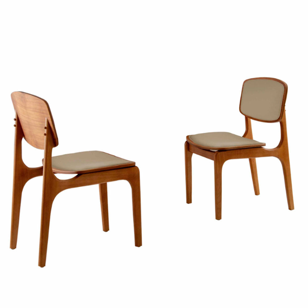 Conjunto com 2 cadeiras Malta em Madeira Maciça para Sala de Jantar Moderna Mobília