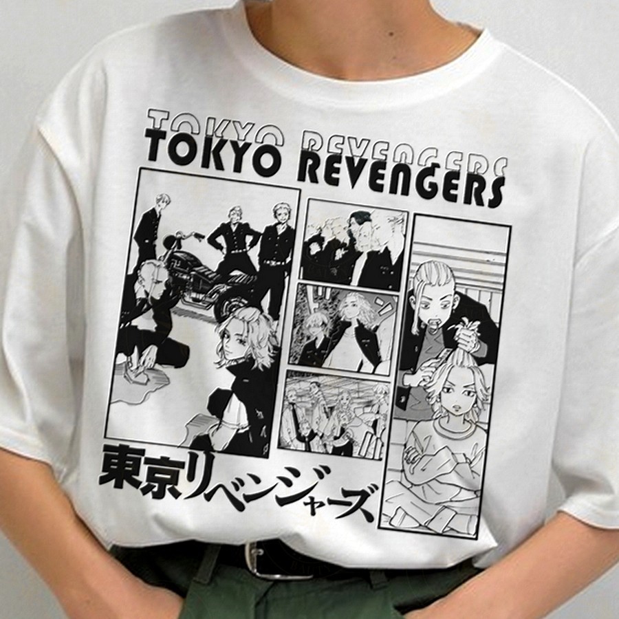 Camiseta Unissex Masculina e Feminina branca oversize Anime Tokyo Revengers Tokyo Manji Draken Mikey