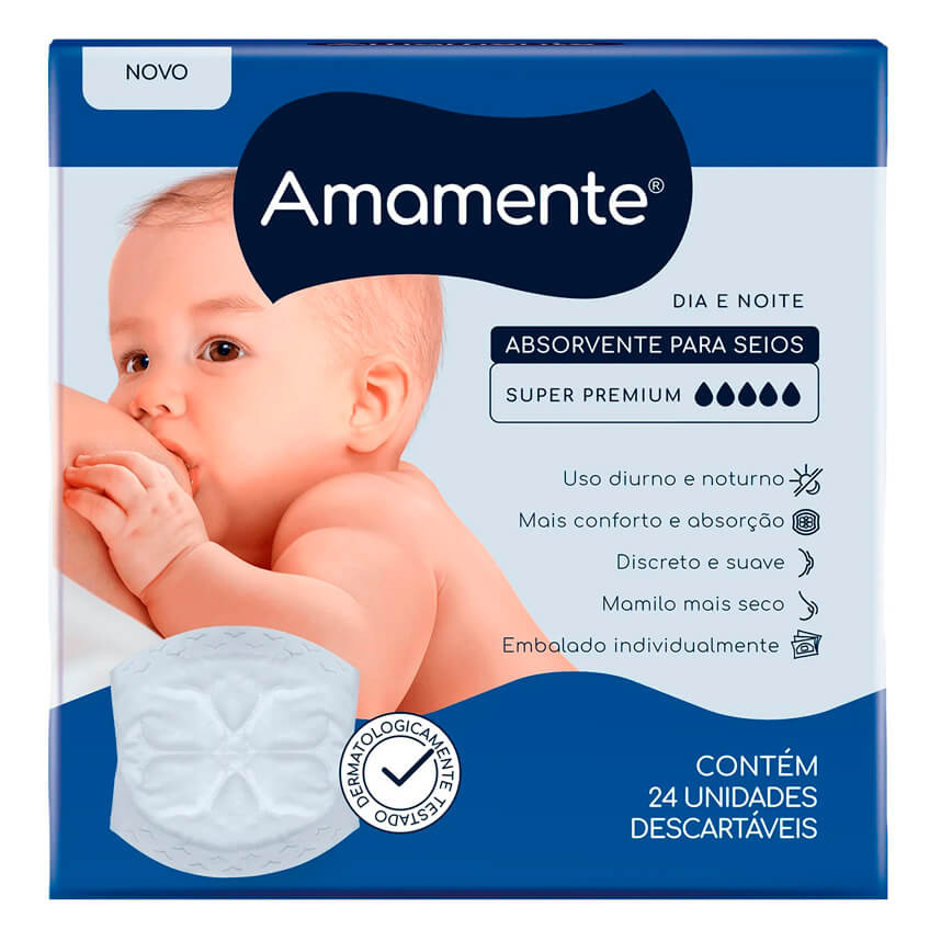 Absorvente Para Seios Amamente Super Premium Dia E Noite em Oferta na Shopee