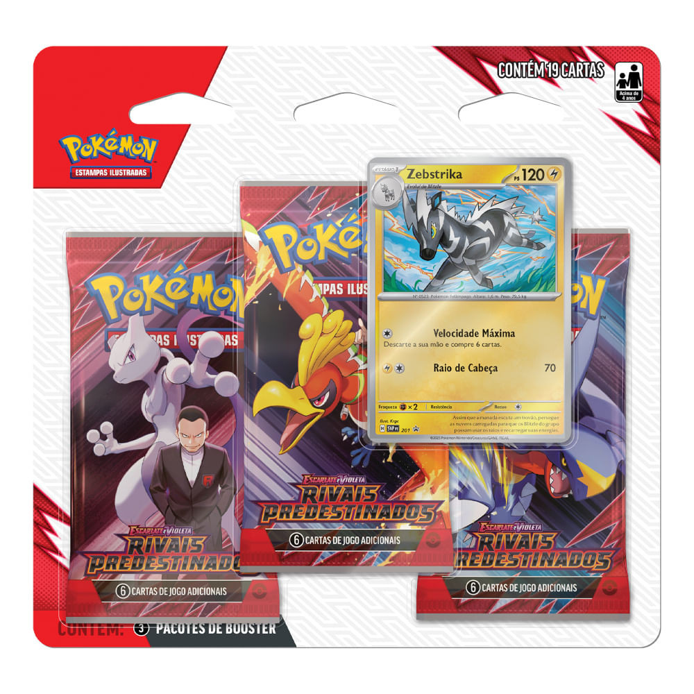 Jogo de Cartas Pokémon - Zebstrika - Rivais Predestinados - Blister Triplo - Copag - Hobbies & Collections