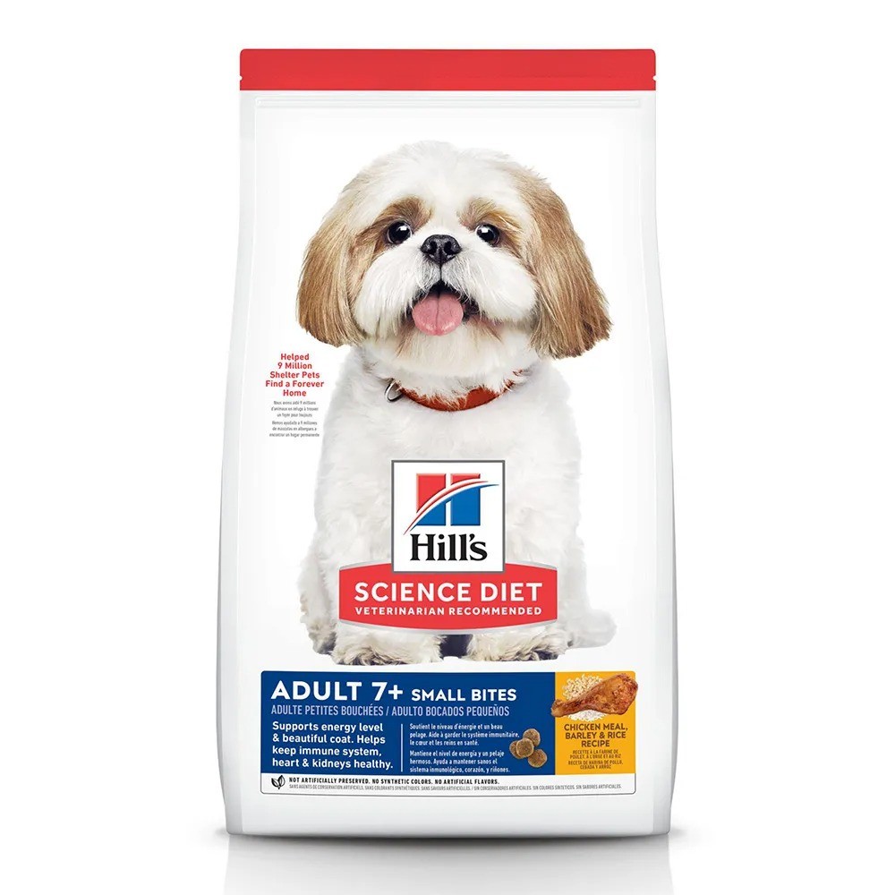 RAÇÃO HILLS CÃES ADULTOS 7+ PEDAÇOS PEQUENOS FRANGO 6.8KG