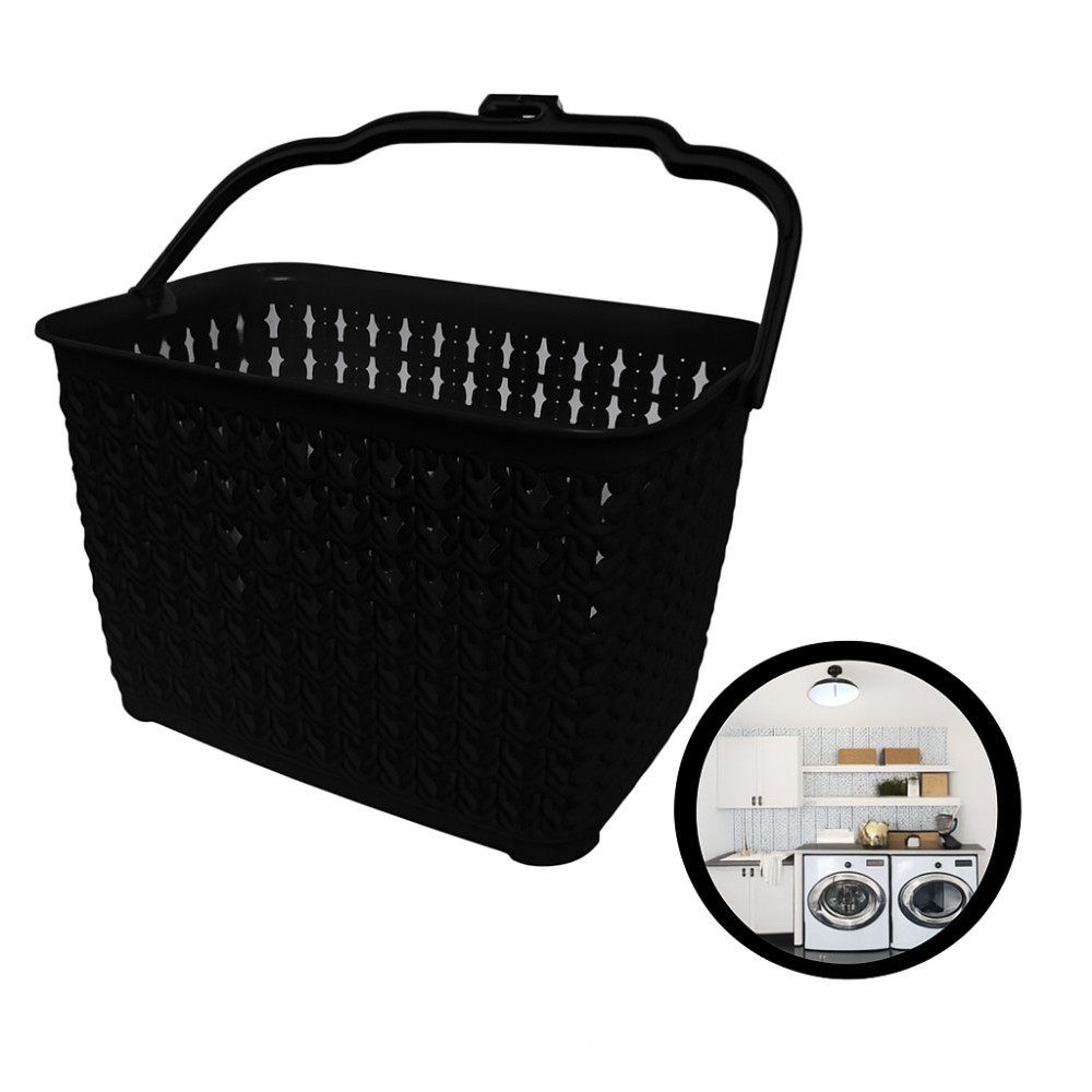 Cesto Com Alça organiza Prendedor de Roupas Lavanderia Preto - Home & Living