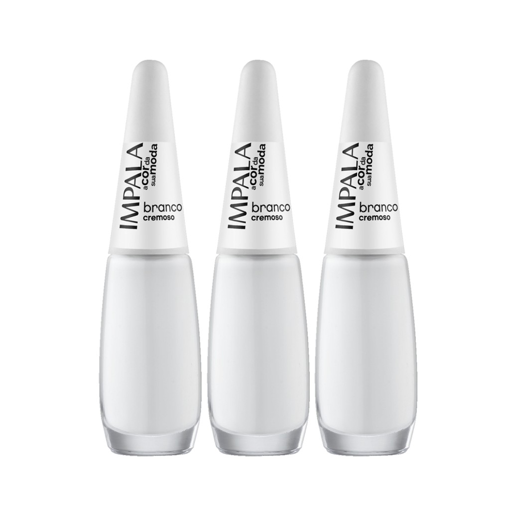 Kit 3 Esmalte Impala A Cor Da Sua Moda Unha Branco Cremoso