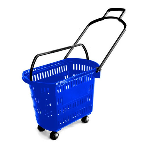 5 Carrinho Cesta Compras C/ Rodinhas + Alças Mercado E Lojas