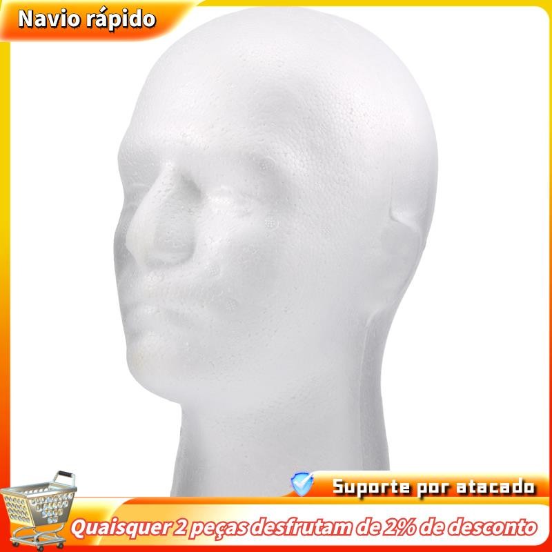 Peruca Masculina Display Cosmetologia Manequim Cabeça Suporte Modelo Espuma Branca em Oferta na Shopee