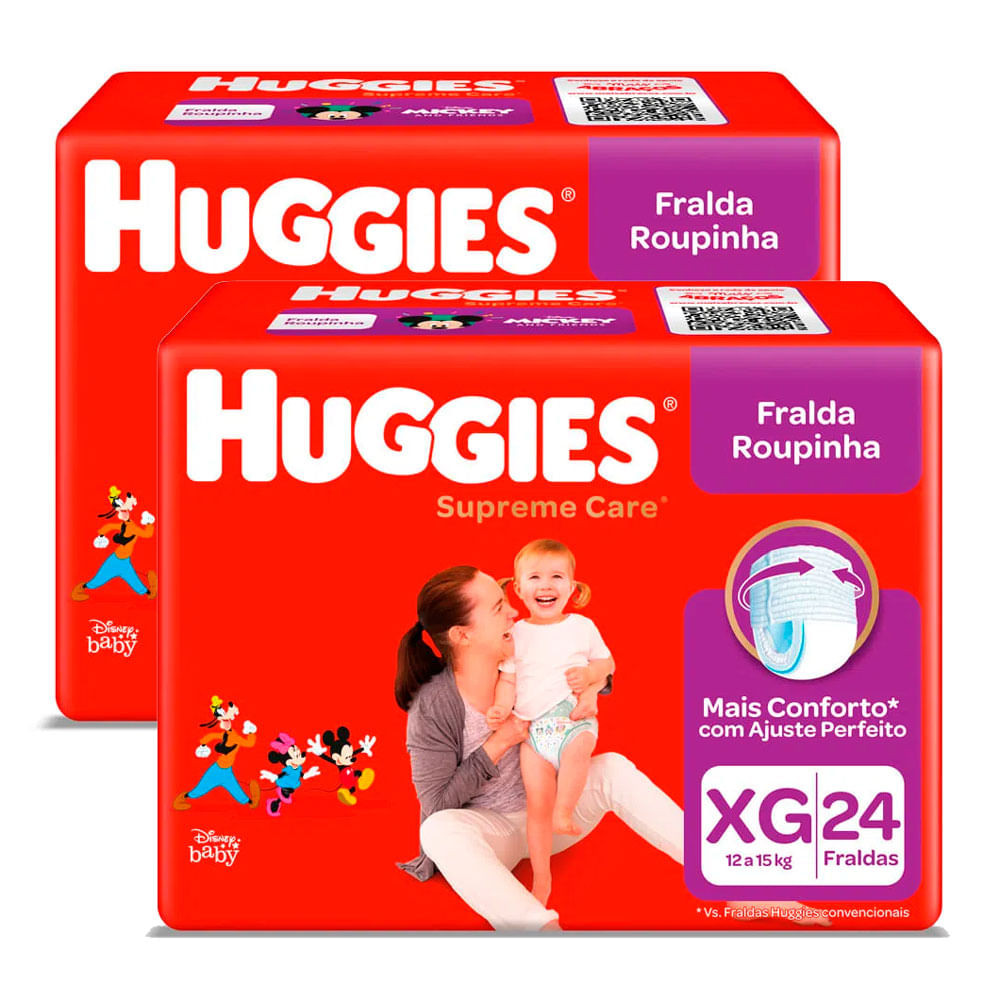 Kit de Fralda Roupinha Huggies Supreme Care Tamanho XG 48 Unidades - Mom & Baby