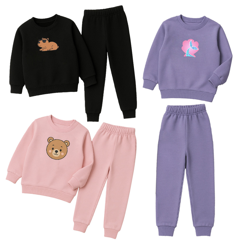 Kit 4 Peças Moletom Infantil Menina Inverno – 2 Conjuntos Completos de 2 a 10 Anos