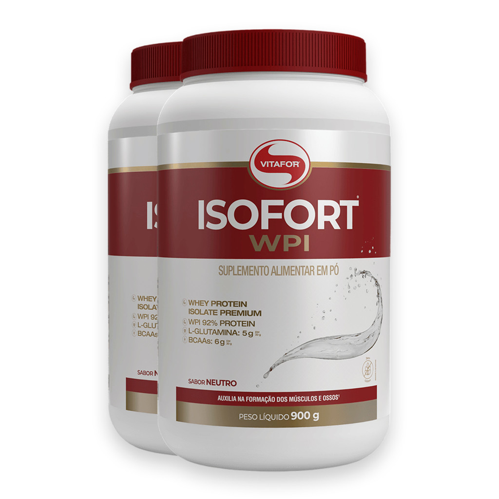 Kit 2 Isofort Vitafor Whey Protein 900g Neutro