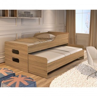 Bicama Solteiro Com Cama Auxiliar Para Colchão 88x188 – Elis Reforçada Mdf em Oferta na Shopee
