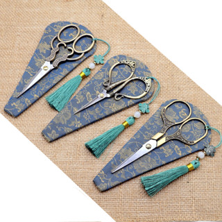 Costura Tesoura Vintage Conjunto Escolar Bordada Artesanal DIY Com Mangas E Borlas , Corte Fácil De Tecido De Serapilhei em Oferta na Shopee