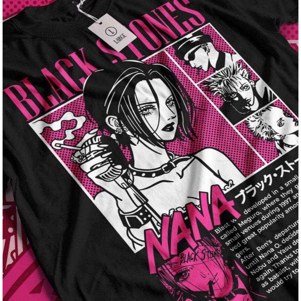 [Camiseta Premium em Algodão Puro]SISI Camiseta t shirt feminina Unissex Algodão Anime Nana Black Stones