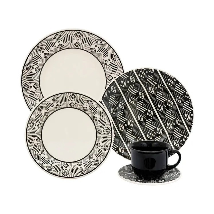 Aparelho de Jantar Chá 20 Peças Biona Cerâmica Redondo Donna