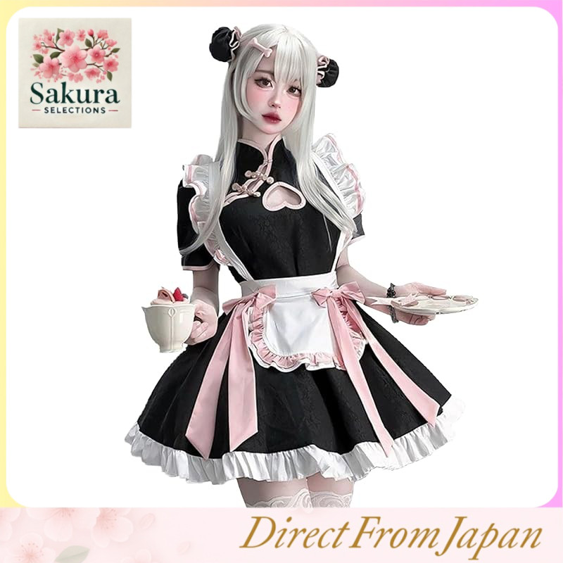 Sexy China Dress, Maid Outfit, China Costume, Cosplay, Gothic Lolita, Alice Style, Cute, Frills, Ribbons, Lolita One Piece, Low-cut, Underwear, Moe, Bondage, Bodycon, Mini, Chinese Costume, Chinese Style, Erotic, Lingerie, Outfit, Costume, Lolita, Short S