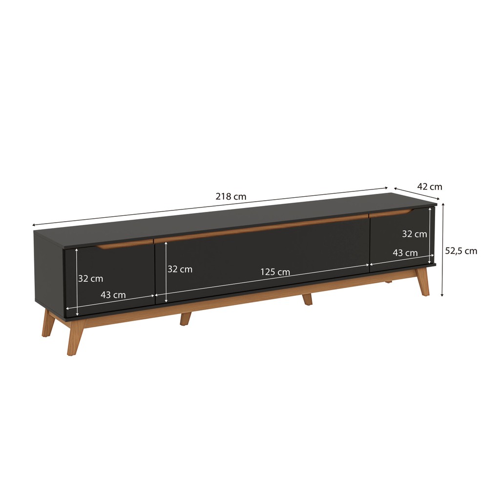 Detalhes do Rack Kappesberg 3 Portas Preto Fosco 218cm