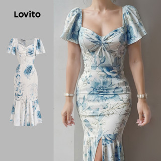 Lovito Vestido Boho com Fenda Na Frente Macio e Confortável para Primavera/verão para mulheres L137ED147 em Oferta na Shopee