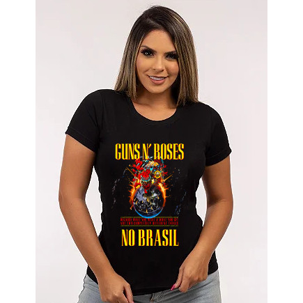 [Camiseta Premium em Algodão Puro]SISI Camiseta t shirt feminina Guns N Roses Tour 2025 Brasil( 100% Algodão) em Oferta na Shopee