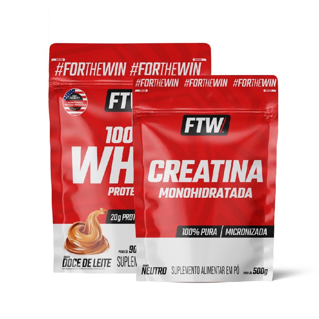 Kit 100% Whey Doce de Leite refil 900gr e Creatina refil 500gr Ftw - Health