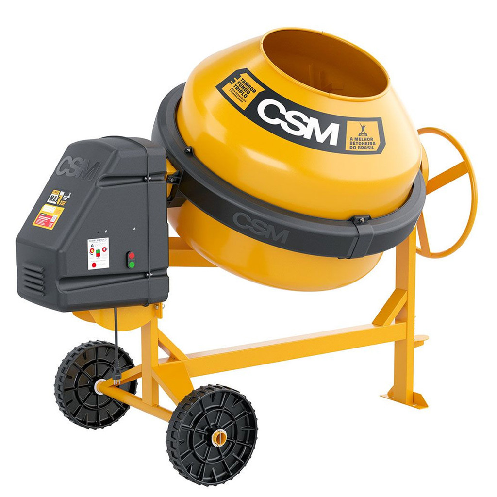 Betoneira Elétrica Grande 400 Litros Construção Motor 2cv Monofásico Com Rodas CMS