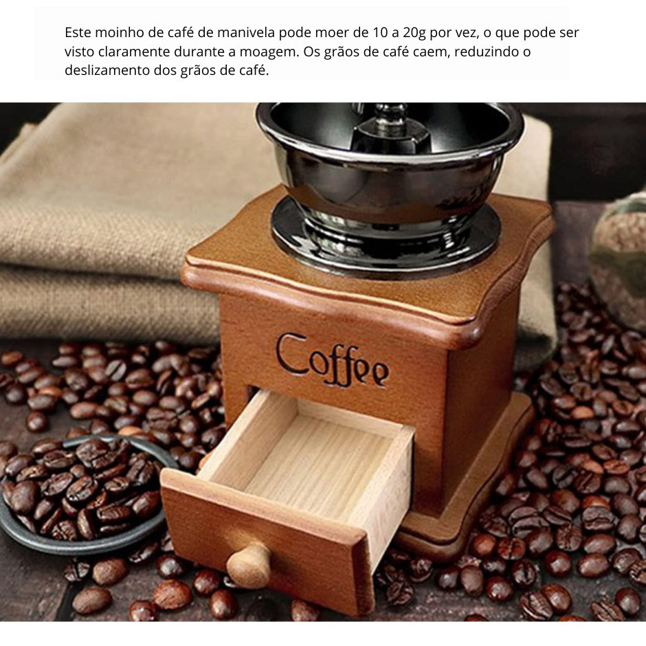 Moedor Manual De Grãos De Café Em Madeira em Oferta na Shopee