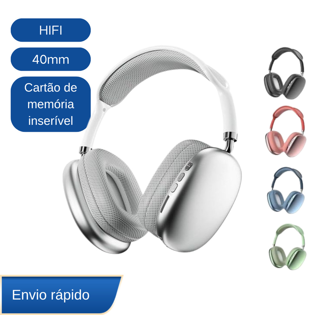 Fone de ouvido Bluetooth Sem Fio Headphone Bluetooth Recarregável P9 P9 Pro Max Air dia dos pais