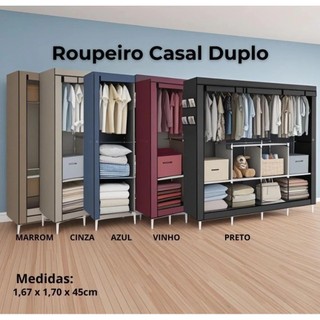 Guarda Roupa Dobrável Arara Portatil Armário Organizador Multiuso Roupeiro Cabideiro Sapa…