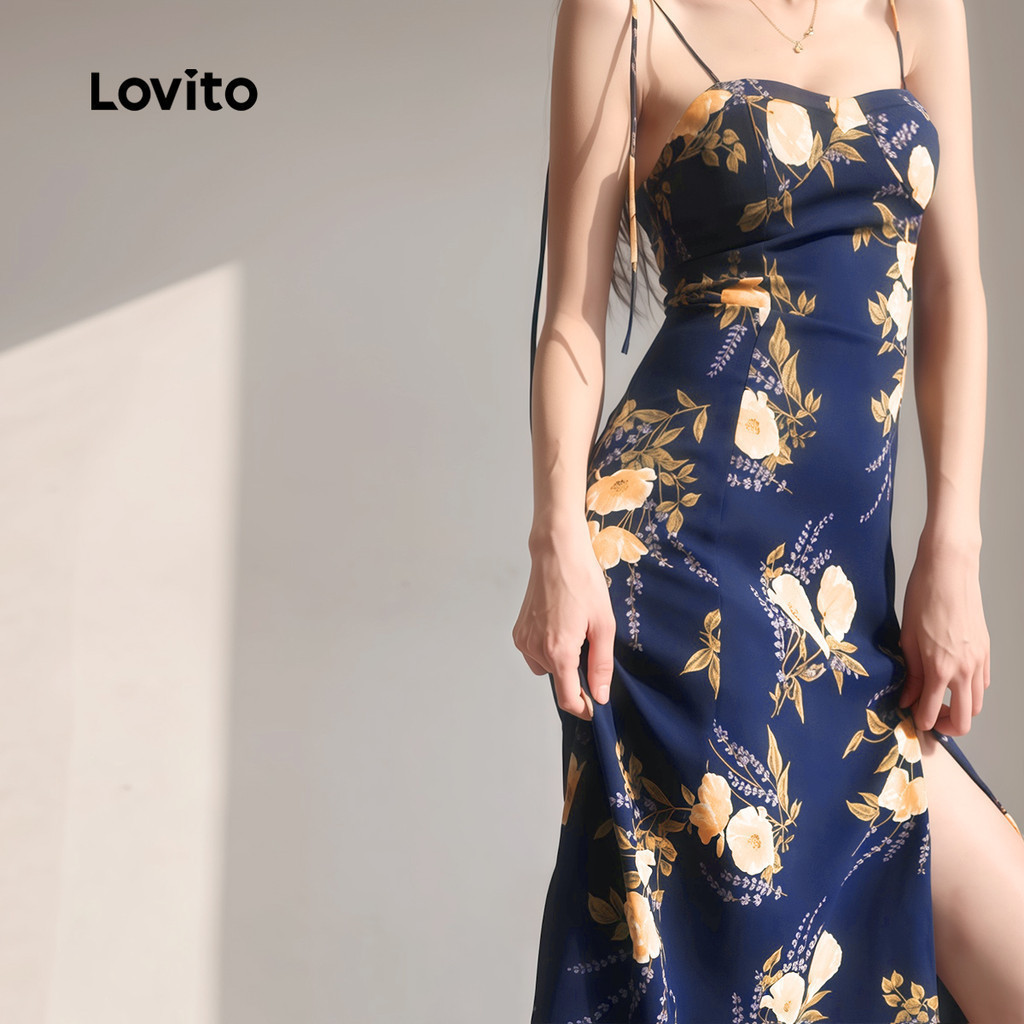 (Trendy) Lovito Vestido elegante com estampa Floral para mulheres L123ED746