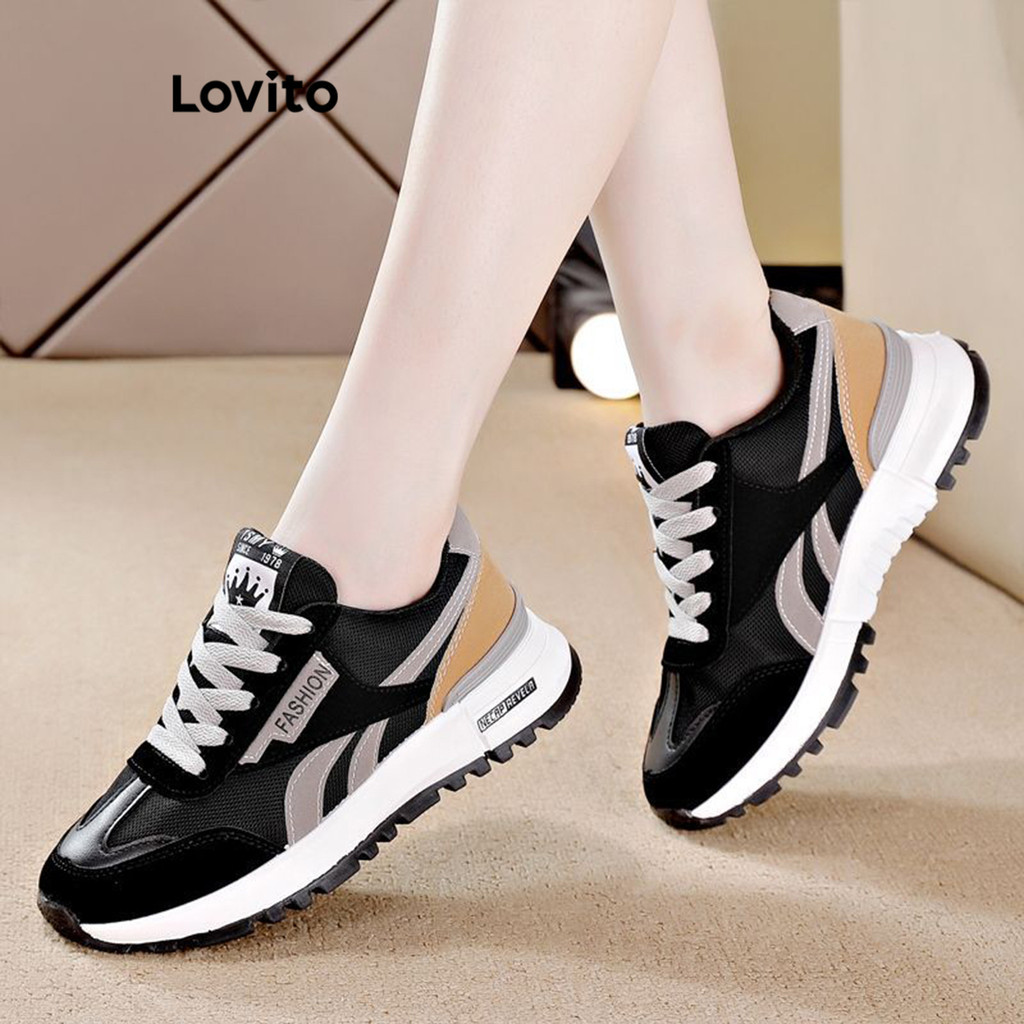 (Trendy) Lovito Esporte versão coreana leve e confortável versátil amortecimento tênis de corrida para mulher  LFA62050 - Women Shoes