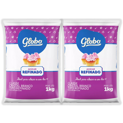 Açucar Refinado Globo 1 Kg Kit 2un em Oferta na Shopee