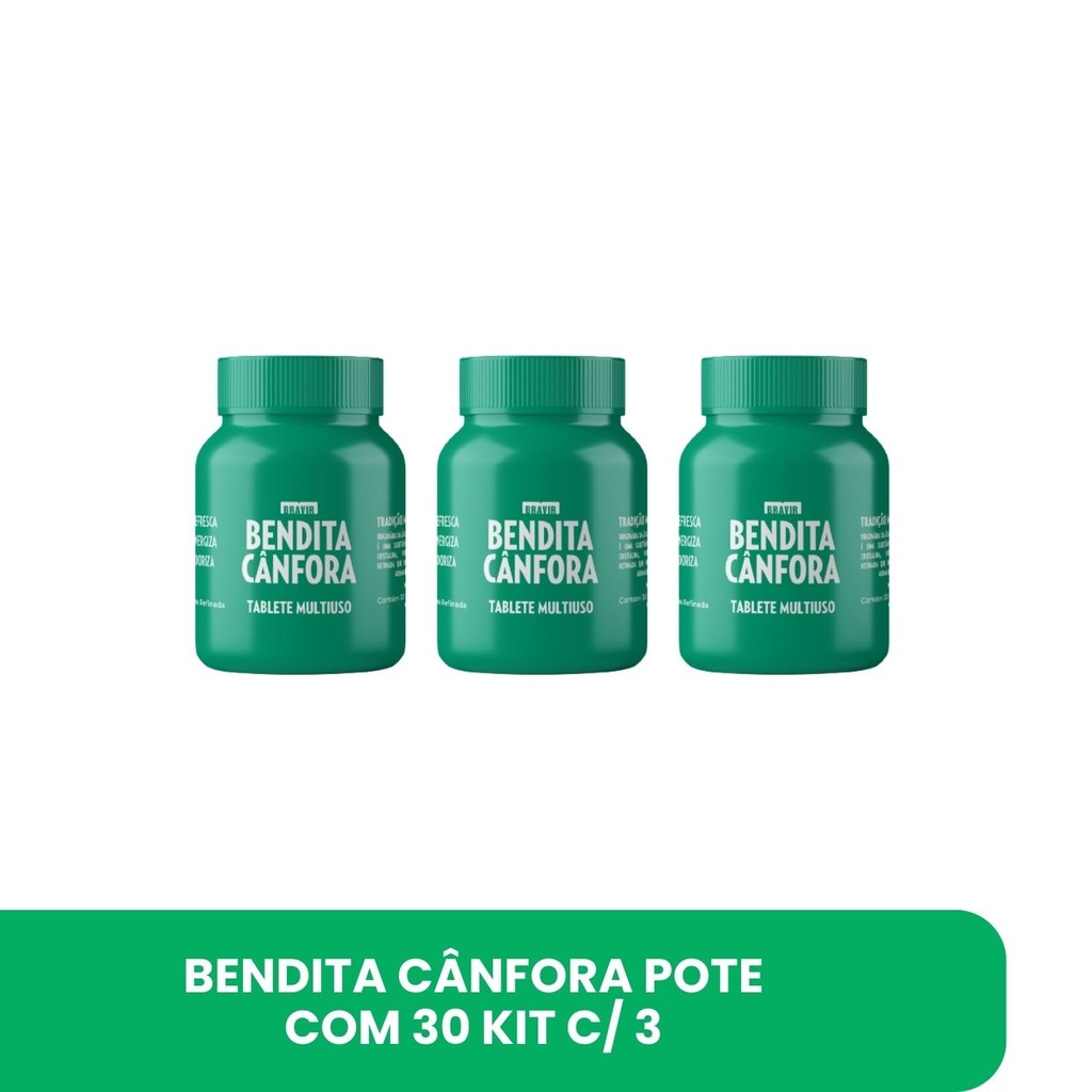 Kit 3 Canfora Bendita Cânfora Bravir Com 90 Tabletes Multiuso em Oferta na Shopee