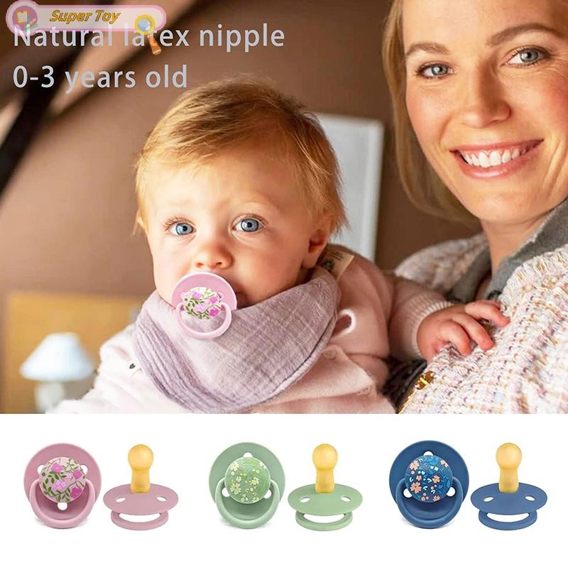 SUPERTOY 0-3 Anos De Idade Imitação De Leite Materno Cor Impressa Chupeta De Látex Natural Pequena Flor Forma Tampa Poei