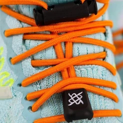 Cadarço Elástico para Tênis Hupi Laces 1 Par, Cor: Laranja Liso | Sem Nó, Ajuste Fácil, Ideal para Corrida e Treino