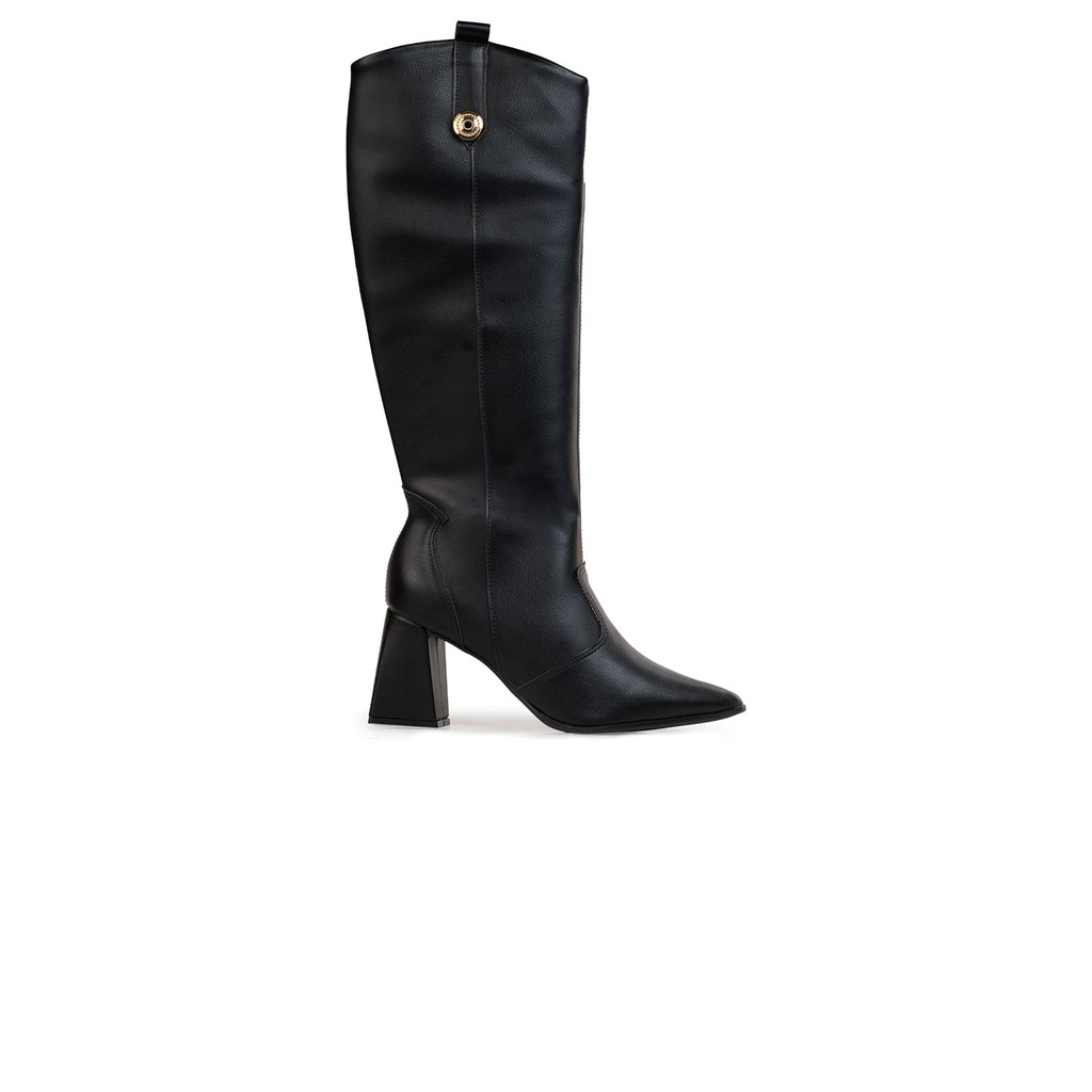 Bota Cano Longo Bebecê Com Salto Bloco Geométrico - Women Shoes