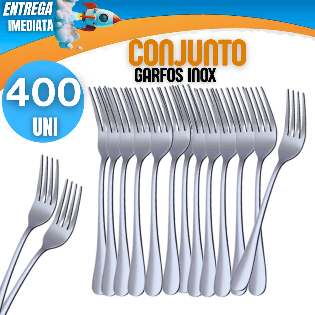Conjunto 400 Garfo Aço Inox Grande Luxo Cozinha Bar Restaurante Buffet Faqueiro Hotel Churrasco Profissional Doméstic
