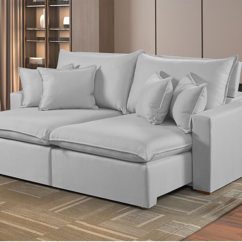 Sofá Retrátil e Reclinável 5 Lugares M-196 2,90m Molas Ensacadas Pillow Top Almofadas Estofados Martins