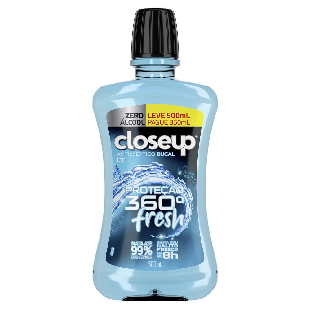 Enxaguante Bucal Closeup Ice Proteção 360° Fresh Zero Álcool Leve 500ml Pague 350ml - Health