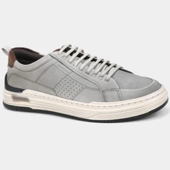Tênis Couro Democrata Denim Mike Masculino - Chumbo