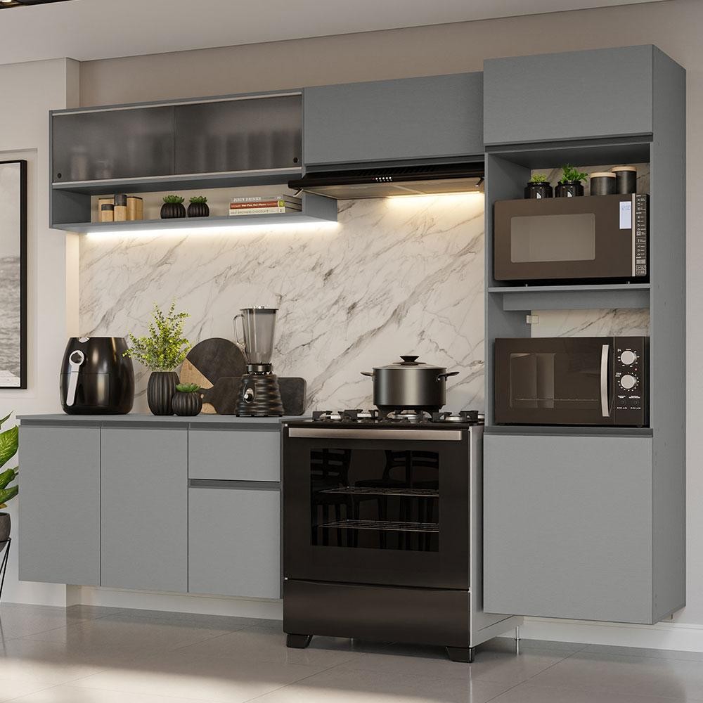 Armário de Cozinha Completa 260 cm Suspenso Nice Madesa 11
