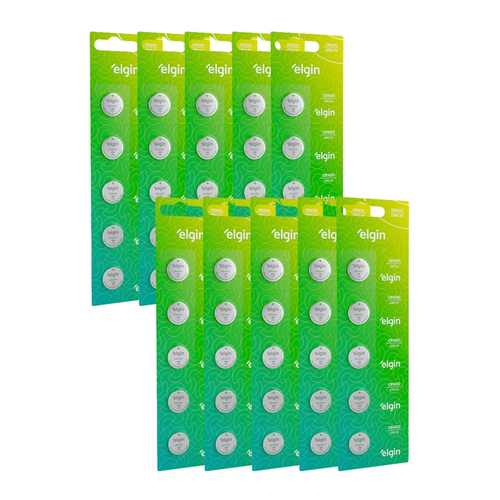 Kit 50 Baterias Moeda Cr1620 10 Cartelas 3v Relógio Elgin em Oferta na Shopee